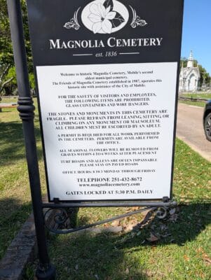 Magnolia Cemetery Sign, Mobile, Alabama